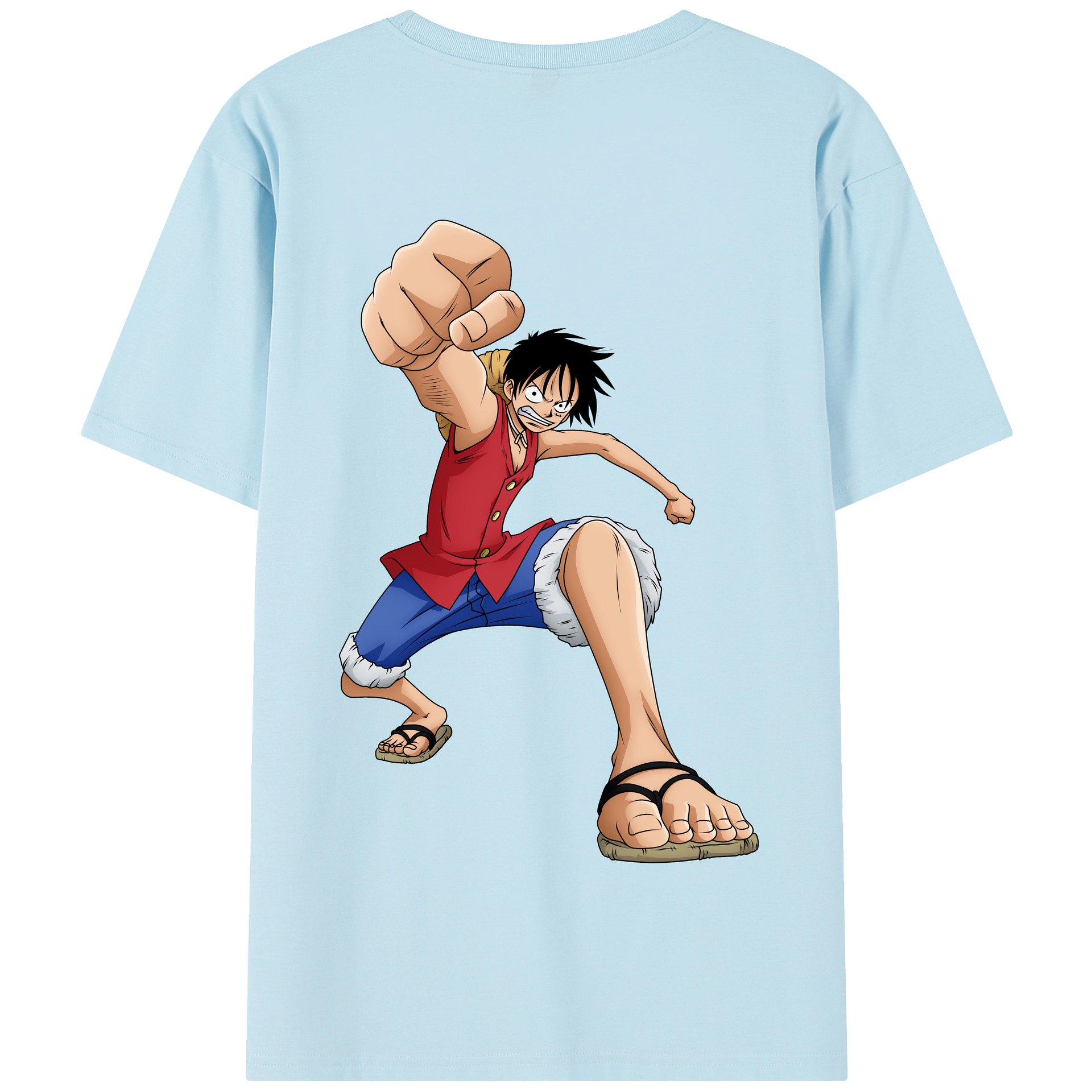 ワンピース モンキー・D・ルフィ ONE PIECE Monkey D. Luffy 綿100％半袖Tシャツ（背面プリント）